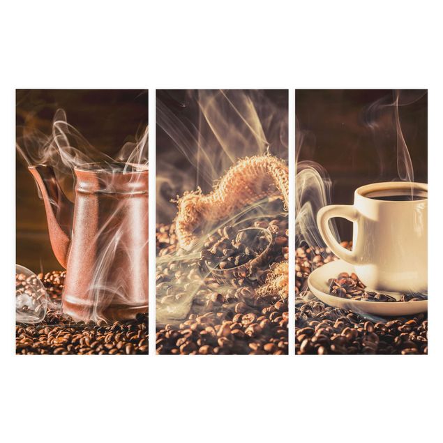 Leinwandbild 3-teilig - Kaffee - Dampf - Hoch 1:2