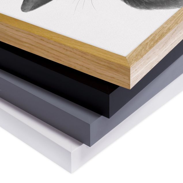 Bild mit Rahmen - Illustration Hase Schwarz Weiß Zeichnung - Quadrat 1:1