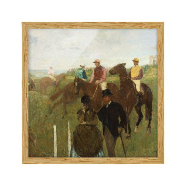 Bild mit Rahmen - Edgar Degas - Jockeys auf Rennbahn - Quadrat 1:1