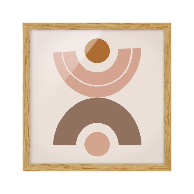 Bild mit Rahmen - Line Art Abstrakte Formen Pastell - Quadrat 1:1