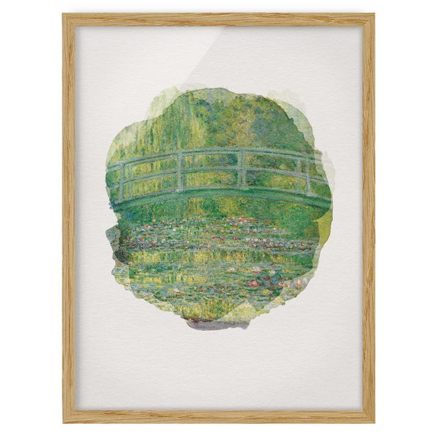 Bild mit Rahmen - Wasserfarben - Claude Monet - Japanische Brücke - Hochformat 4:3