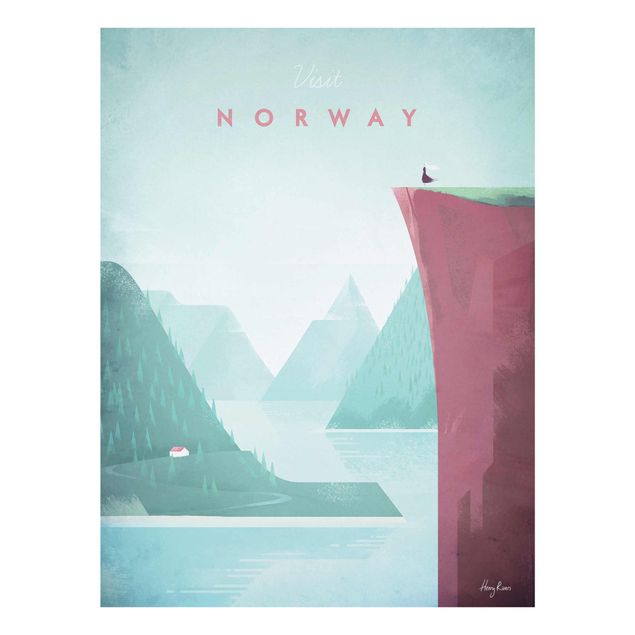 Glasbild - Reiseposter - Norwegen - Hochformat 4:3