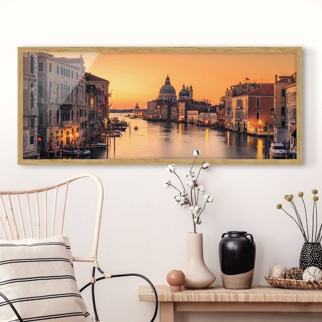Bild mit Rahmen - Goldenes Venedig - Panorama Querformat