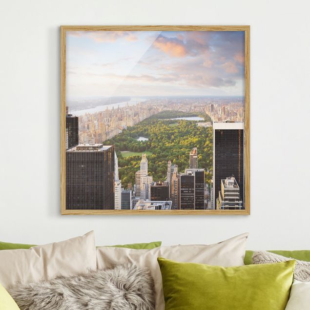Bild mit Rahmen - Blick über den Central Park - Quadrat 1:1