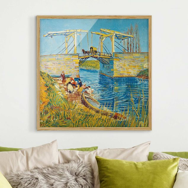 Bild mit Rahmen - Vincent van Gogh - Zugbrücke in Arles - Quadrat 1:1