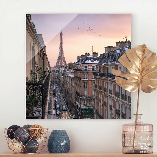 Glas Magnetboard Eiffelturm bei Sonnenuntergang