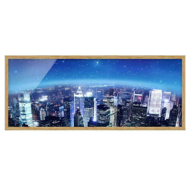 Bild mit Rahmen - Illuminated New York - Panorama Querformat