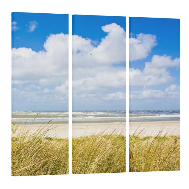 Leinwandbild 3-teilig - An der Nordseeküste - Panoramen hoch 1:3