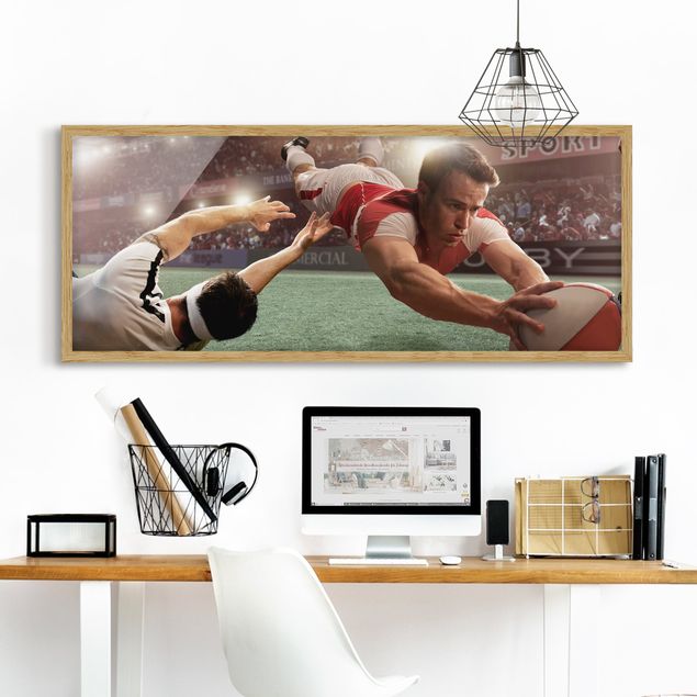 Bild mit Rahmen - Rugby-Action - Panorama Querformat
