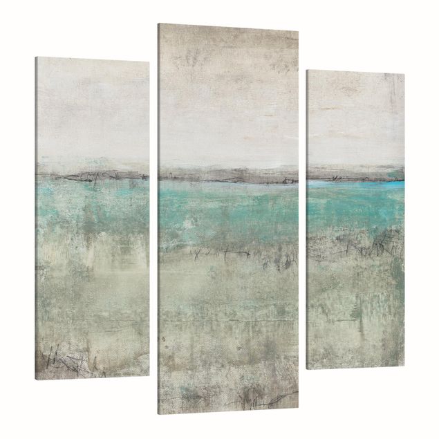 Leinwandbild 3-teilig - Horizont über Türkis I - Galerie Triptychon
