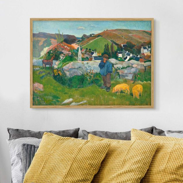 Bild mit Rahmen - Paul Gauguin - Der Schweinehirt - Querformat 3:4
