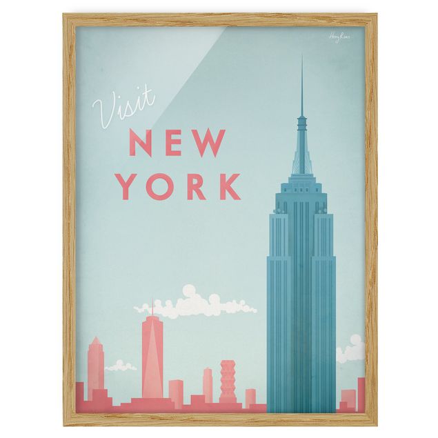 Bild mit Rahmen - Reiseposter - New York - Hochformat 4:3