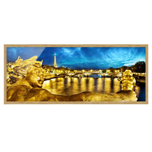 Bild mit Rahmen - Goldenes Paris - Panorama Querformat