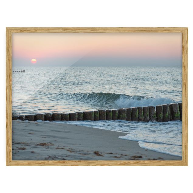 Bild mit Rahmen - Sonnenuntergang am Meer - Querformat 3:4