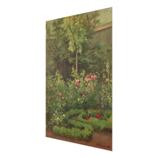 Glasbild - Camille Pissarro - Ein Rosengarten - Hochformat 4:3