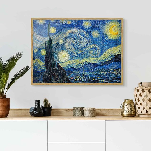 Bild mit Rahmen - Vincent van Gogh - Sternennacht - Querformat 3:4