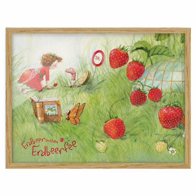 Bild mit Rahmen - Erdbeerinchen Erdbeerfee - Bei Wurm Zuhause - Querformat 3:4