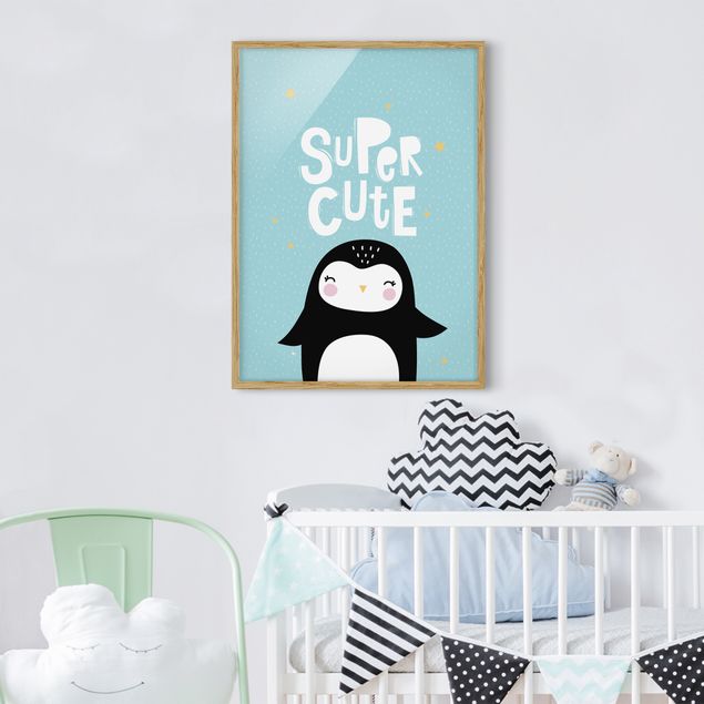 Bild mit Rahmen - Super Cute Pinguin - Hochformat 3:4