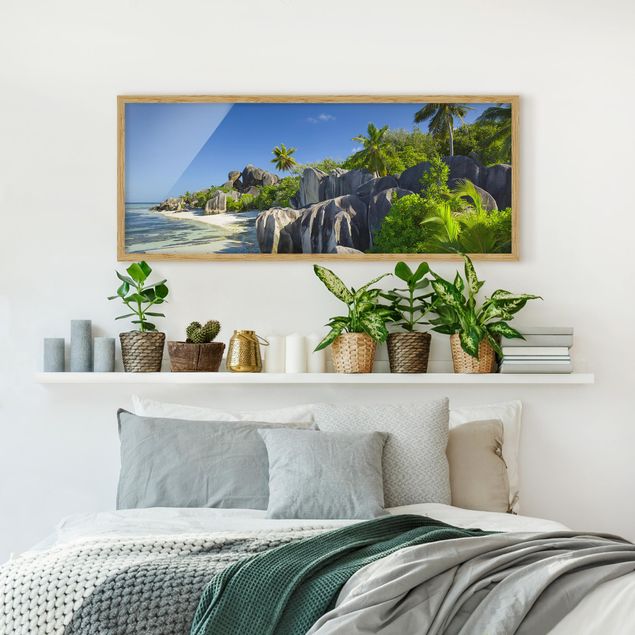 Bild mit Rahmen - Traumstrand Seychellen - Panorama Querformat