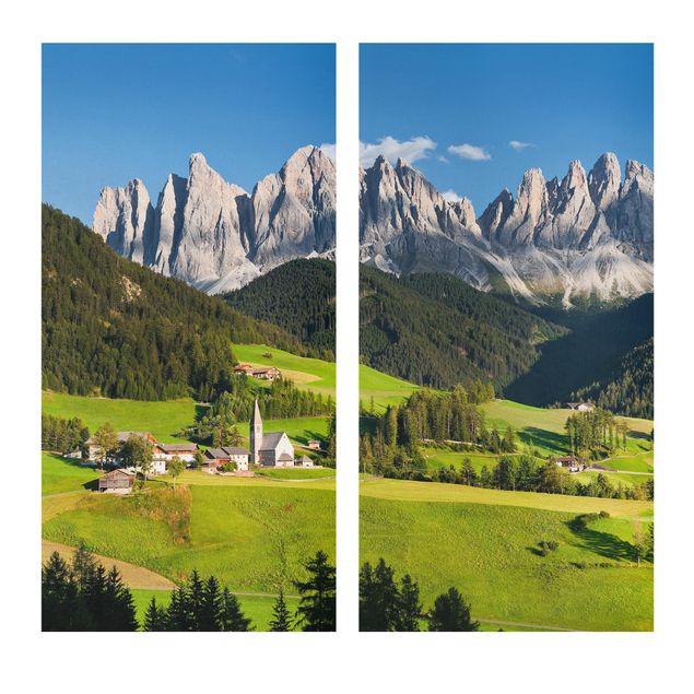 Leinwandbild 2-teilig - Geislerspitzen in Südtirol - Hoch 1:2