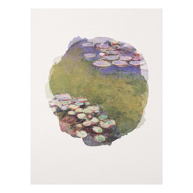 Glasbild - Wasserfarben - Claude Monet - Seerosen - Hochformat 4:3