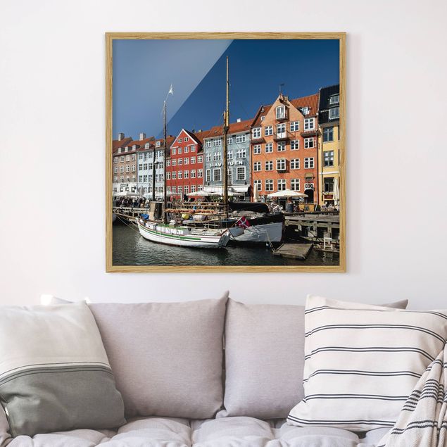 Bild mit Rahmen - No.530 Hafen in Kopenhagen - Quadrat 1:1