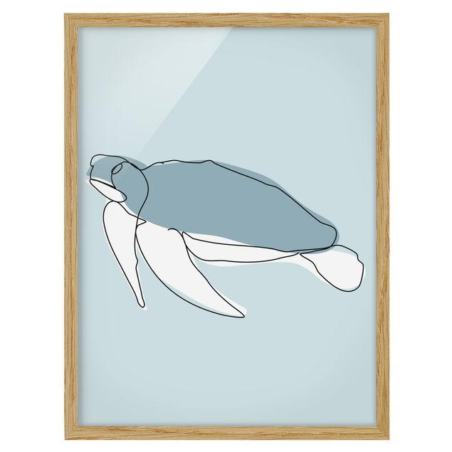 Bild mit Rahmen - Schildkröte Line Art - Hochformat 4:3