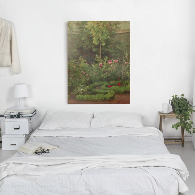 Leinwandbild - Camille Pissarro - Ein Rosengarten - Hochformat 4:3