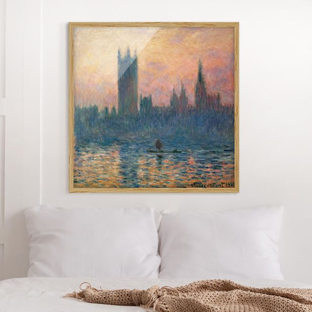 Bild mit Rahmen - Claude Monet - London Sonnenuntergang - Quadrat 1:1