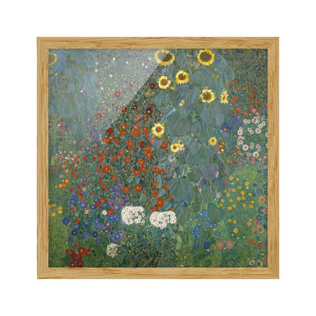 Bild mit Rahmen - Gustav Klimt - Garten Sonnenblumen - Quadrat 1:1