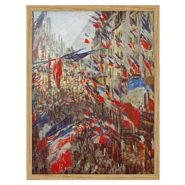 Bild mit Rahmen - Claude Monet - Straße im Flaggenschmuck - Hochformat 3:4