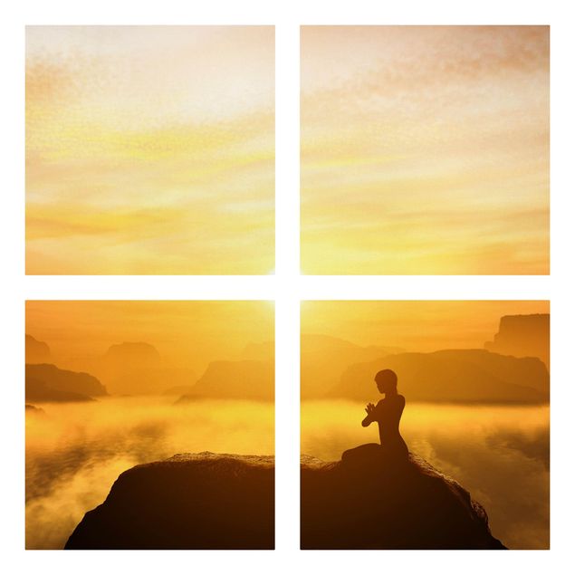 Leinwandbild 4-teilig - Yoga Meditation