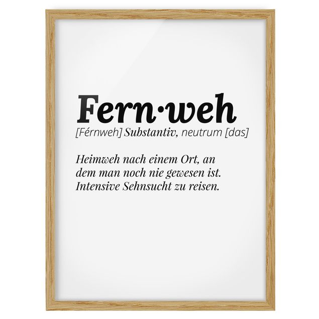 Bild mit Rahmen - Die Definition von Fernweh - Hochformat 3:4