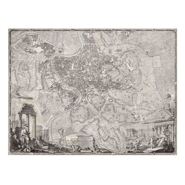 Leinwandbild - Vintage Stadtplan Rom - Querformat 3:4