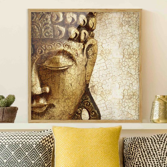 Bild mit Rahmen - Vintage Buddha - Quadrat 1:1
