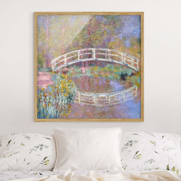 Bild mit Rahmen - Claude Monet - Brücke Monets Garten - Quadrat 1:1