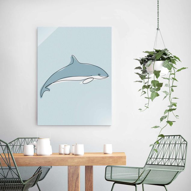 Magnettafel Glas Delfin Line Art