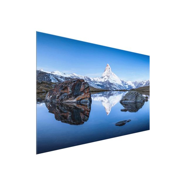 Glasbild - Stellisee vor dem Matterhorn - Querformat 3:2