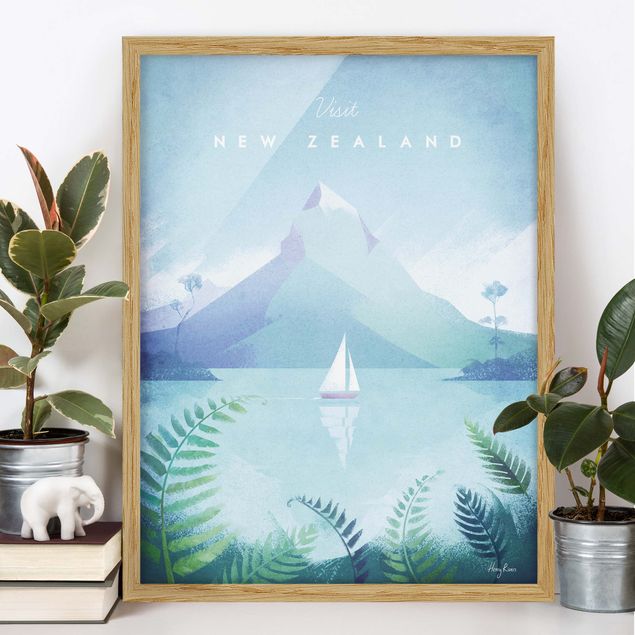 Bild mit Rahmen - Reiseposter - Neuseeland - Hochformat 4:3