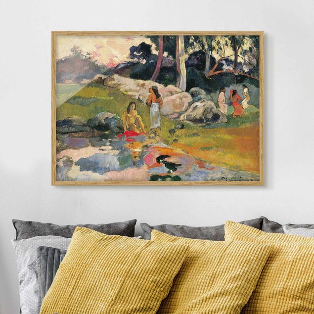 Bild mit Rahmen - Paul Gauguin - Flussufer - Querformat 3:4