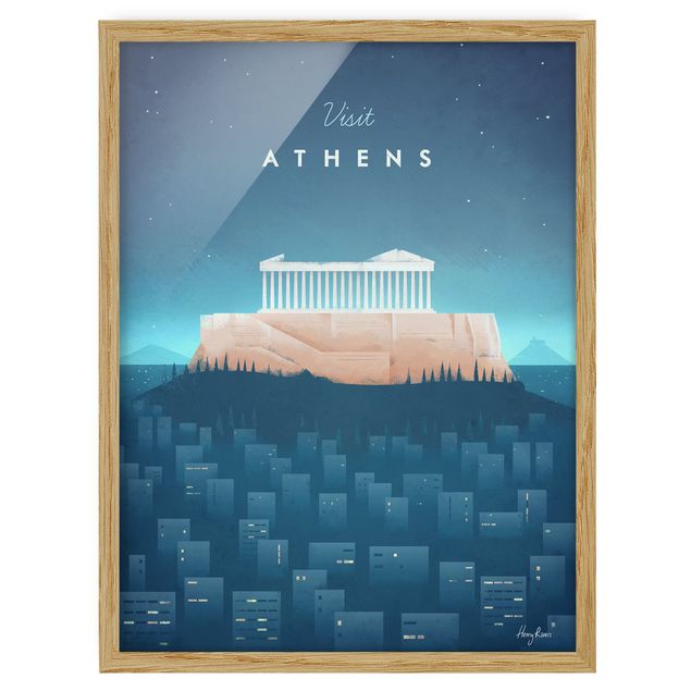 Bild mit Rahmen - Reiseposter - Athen - Hochformat 4:3