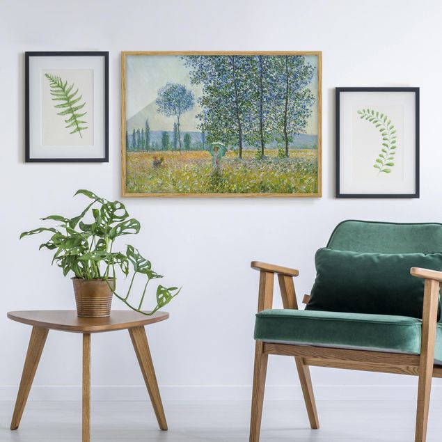 Bild mit Rahmen - Claude Monet - Felder im Frühling - Querformat 3:4