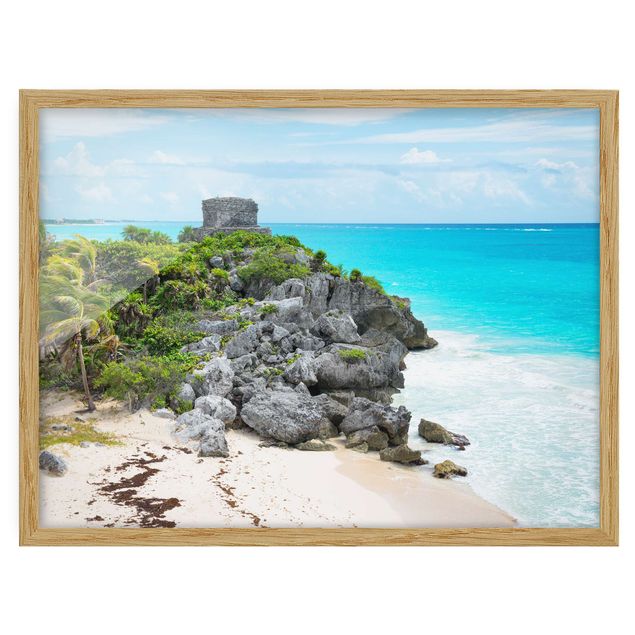 Bild mit Rahmen - Karibikküste Tulum Ruinen - Querformat 3:4