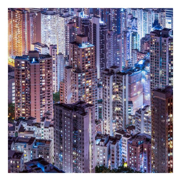 Leinwandbild - Hongkong Lichtermeer - Quadrat 1:1