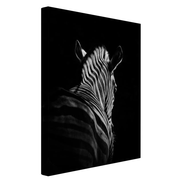 Leinwandbild - Dunkle Zebra Silhouette - Hochformat 3:2
