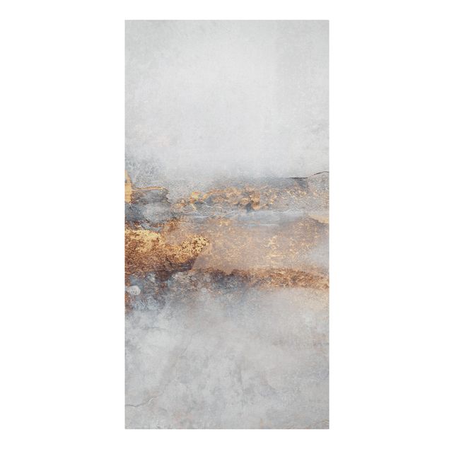 Leinwandbild - Elisabeth Fredriksson - Gold-Grauer Nebel - Hochformat 1:2