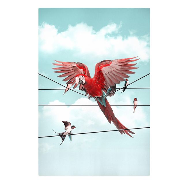 Leinwandbild - Jonas Loose - Himmel mit Vögeln - Hochformat 3:2