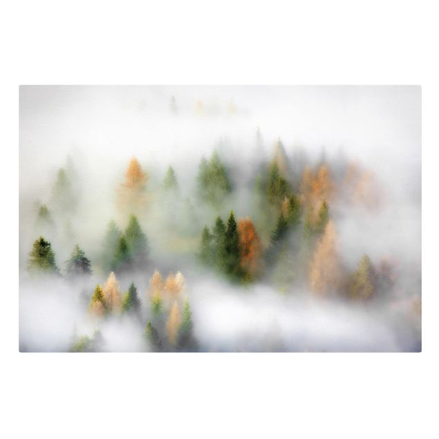 Leinwandbild - Nebelwald im Herbst - Querformat 2:3