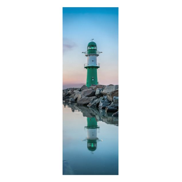 Leinwandbild - Sunset at the Lighthouse - Panorama Hochformat 1:3
