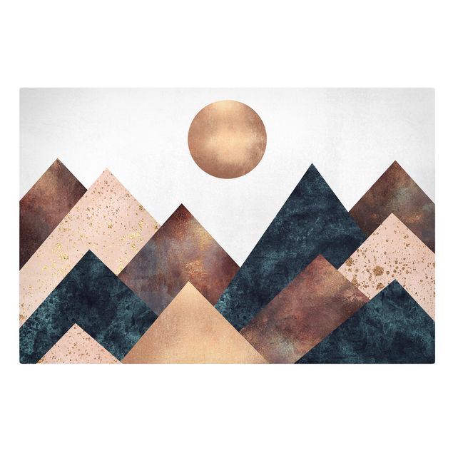 Leinwandbild - Geometrische Berge Bronze - Querformat 2:3